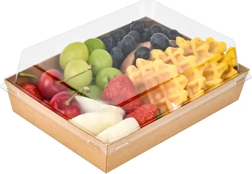 Vista 7 de Ocmoiy Cajas de charcutería de 7 x 5 pulgadas con tapas transparentes, paquete de 50 cajas de papel para panadería con ventana, recipientes