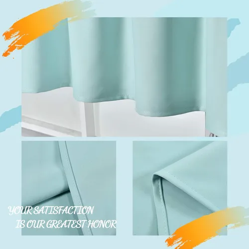 Vista 5 de DECOVSUN Cenefas Aqua para ventanas de cocina, con bolsillo para barra, opacas, con aislamiento térmico, 1 panel de 42 x 18 pulgadas