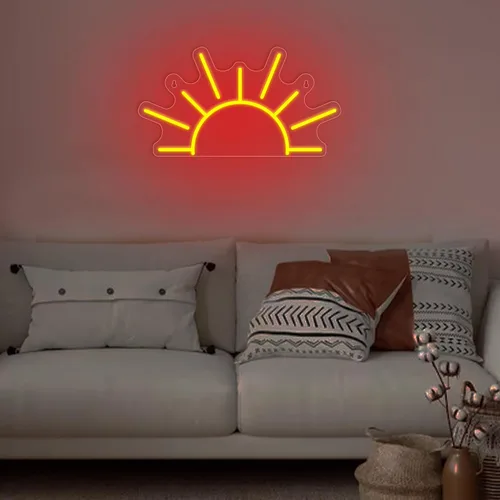 Vista 5 de Letrero de neón de amanecer naranja, lámpara LED de Attivolife para decoración de pared, ideal para el hogar, sala de estar, cafetería, tienda, bar