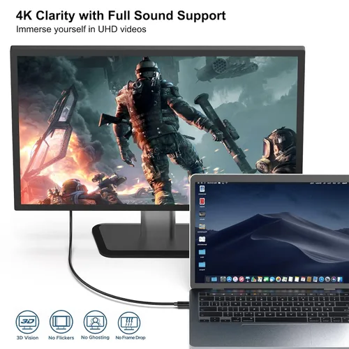Vista 2 de BENFEI Cable USB C a DisplayPort de 3 pies (8K a 60Hz 4K a 144 Hz), adaptador USB tipo C a DP [compatible con Thunderbolt 3/4] con iPhone 15