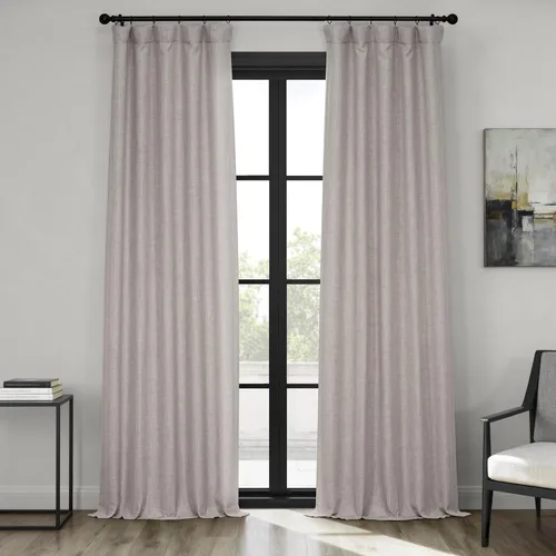 Vista 17 de HPD Half Price Drapes - Cortinas de lino sintético para sala de estar (1 panel) - 100 pulgadas de ancho x 84 pulgadas de largo - Cortinas Gris
