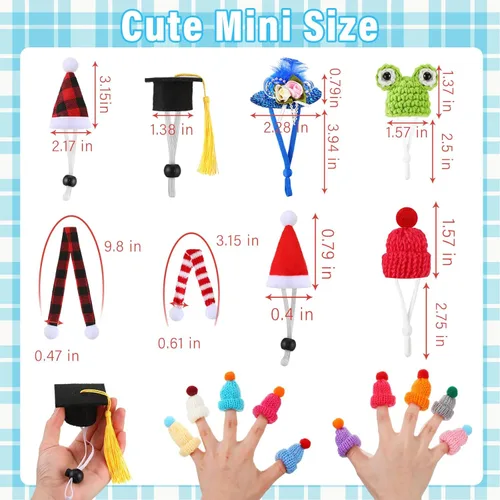 Vista 3 de Juego de 44 sombreros de hámster con bufanda, sombreros de animales pequeños a granel, accesorios de disfraz de conejillo de indias, lindo regalo