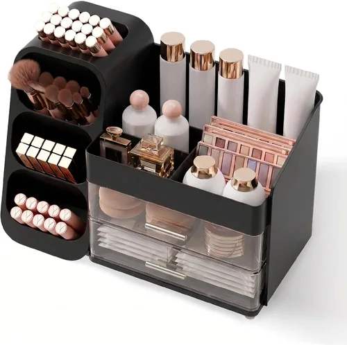 Organizador de maquillaje con cajones para tocador, espacioso estuche de exhibición de cosméticos, solución de almacenamiento perfecta para tus