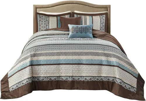 Vista 15 de Madison Park Princeton - Juego de colcha reversible acolchada, reverso sólido de verano transpirable, capa de ropa de cama ligera para todas
