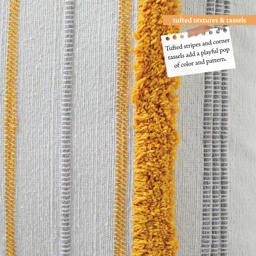 Vista 5 de Indigo Ink - Almohada decorativa, almohada de rayas acolchadas con borlas, almohadas decorativas para sofá o cama, decoración bohemia para el hogar