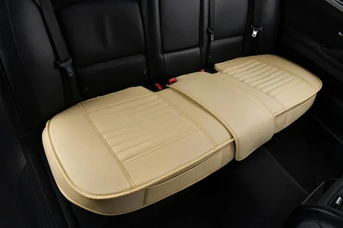 Cubiertas para asiento trasero Sunny color, cojines para asiento trasero, protector de banco automático con piel de PU transpirable y fondo Beige