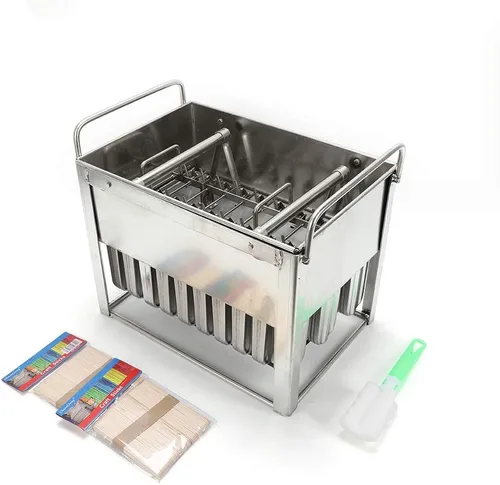 Vista 5 de Kit de moldes para paletas de hielo de acero inoxidable, soporte para palitos de helado de paletas de hielo + cepillo de limpieza