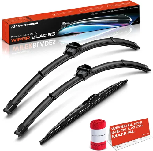 Vista 38 de A-Premium Juego de 3 limpiaparabrisas con indicador de desgaste y toalla, compatible con Dodge Nitro 2007-2011, juego de escobillas