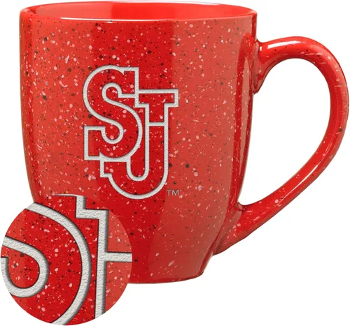 Vista 107 de Rico Industries NCAA Saint Joseph's (PA) Hawks Logo Principal Color Marrón 16 oz Logotipo del Equipo de Color Láser Grabado en Cerámica Moteada Taza