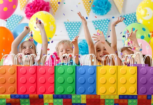 Vista 4 de YOTNUS Bloque de construcción, bolsas de regalo para fiestas, pequeñas bolsas de regalo con asas, para bloques de construcción, suministros
