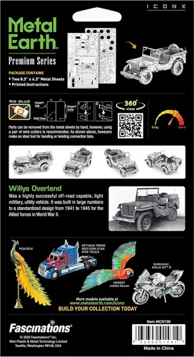 Vista 5 de Fascinations Kit de modelo de metal 3D Willys Overland de la serie Premium de Metal Earth