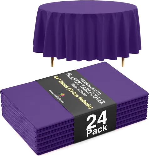Vista 75 de Exquisite 66% Thicker Premium Aqua Round Tablecloth 0.5 Mil 6 Pack Plastic Table Cloth Disposable 84 Inch Round Plastic Tablecloth Won't Tear Easily