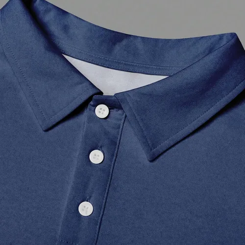 Vista 5 de Polo degradado para hombre, manga larga, con botones, cuello ligero, para golf y tenis