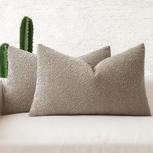 Vista 33 de MIULEE Juego de 2 fundas de almohada decorativas de 16 x 16 pulgadas para sofá o cama, fundas de almohada neutras con textura de boucle, color beige