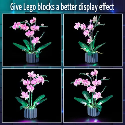 Vista 5 de Vaodest Luz LED para Lego Orchid 10311 modelo de bloques de construcción de plantas, diseño y configuración compatible con el modelo 10311