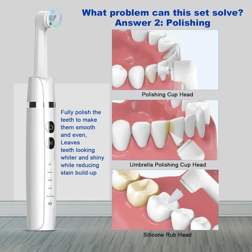 Vista 5 de Pulidor de dientes, kit de pulido de dientes para limpieza diaria, pulido luego blanqueamiento de dientes (pasta de dientes profesional incluida)