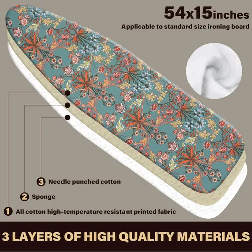 Vista 2 de Funda para tabla de planchar y almohadilla de instalación fácil Caius 15x54 - Borde elástico, cubierta para tabla de planchar de tamaño estándar