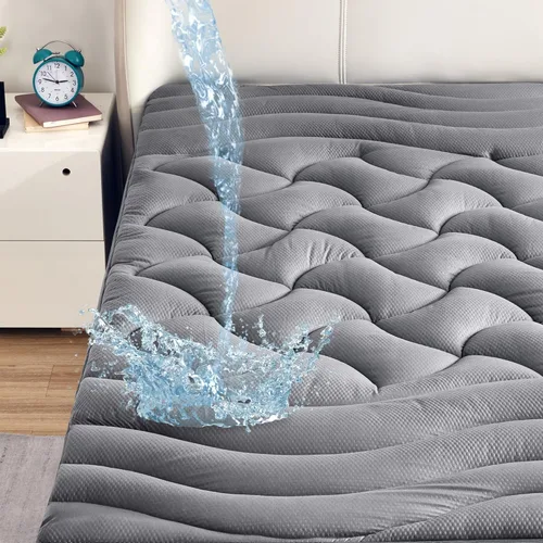 Vista 7 de SLEEP ZONE Protector de colchón impermeable tamaño Twin, almohadilla de colchón para dormitorio universitario, funda de colchón esponjosa, 39 x 75