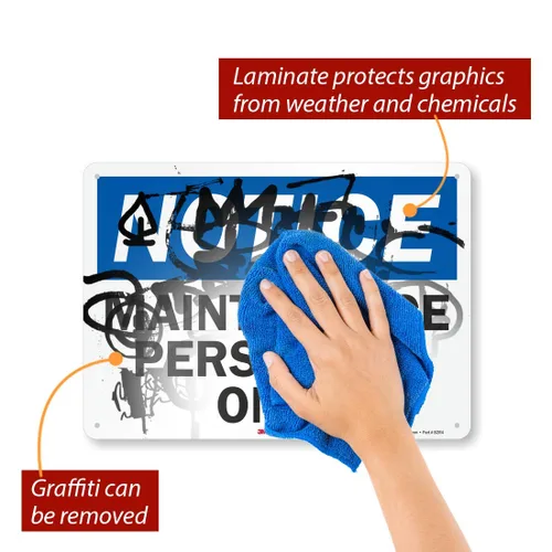 Vista 2 de SmartSign Letrero con texto en inglés "Aviso - Personal de Mantenimiento SOLAMENTE" 10 x 14 pulgadas de aluminio reflectante 3M