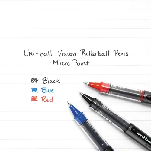 Vista 4 de Uni-ball 60108 Vision Roller Ball Stick Impermeable Pen Tinta Azul Micro Docena