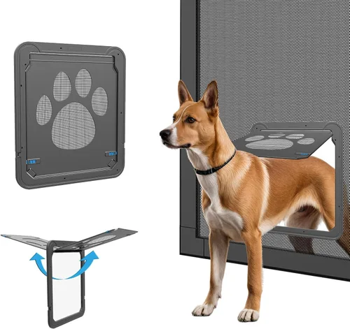 Vista 8 de Puerta mosquitera para gatos con cierre magnético, puerta mosquitera para puerta corrediza con cerradura para gatitos/gatos/perritos