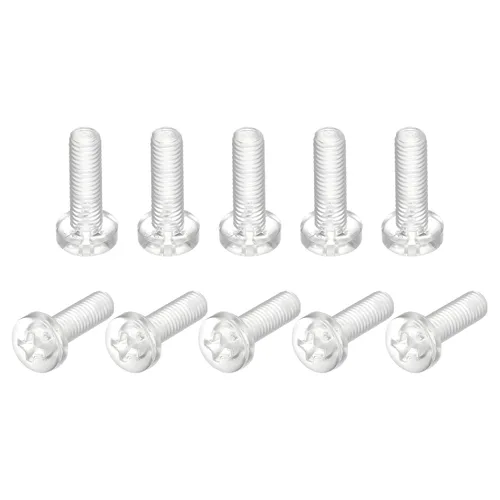 Vista 18 de uxcell M2x6mm plástico Phillips pernos 50pcs PC Pan cabeza máquina tornillos transparentes