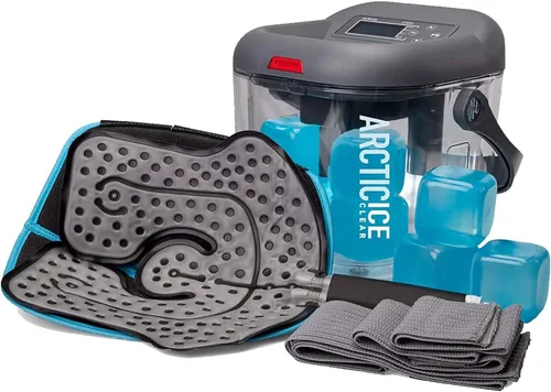Circulating Cold Water Therapy Kit Gen 2 – Ice Machine with Universal Pad 3-Strap Wrap and 4 Cold Cubes (Arctic Ice Clear Kit)