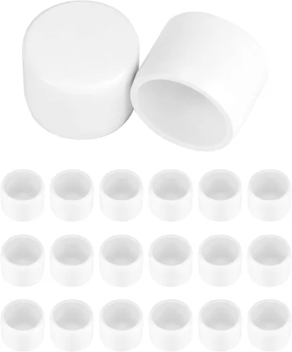 QWORK Tapón de extremo externo de PVC, ajuste de grado para muebles SCH40, tamaño de 1.9 cm, paquete de 20, blanco Lote de 20 unidades.