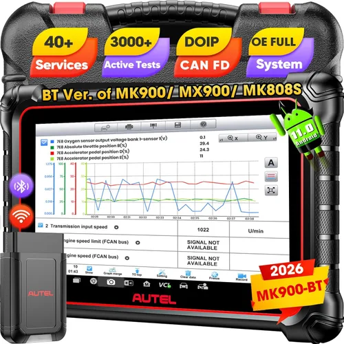 Autel Escáner MaxiCOM MK900BT: 2026 8in MK900-BT V2.0 Herramienta de escaneo bidireccional, 33 pies BT Ver. de MK900 MX900 MK808S MK808BT PRO MX808S