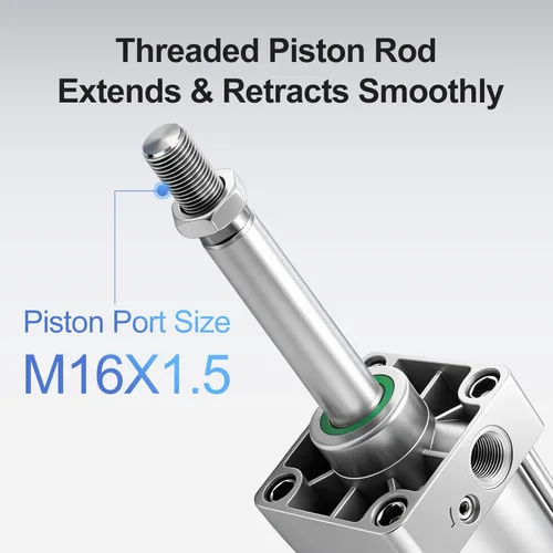 Vista 4 de Baomain Cilindro neumático SC 63 X 25 PT3/8, Diámetro: 2 1/2 pulgadas, Carrera: 1 pulgada, Varilla de pistón atornillada de doble acción