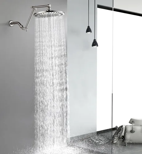 Vista 8 de BRIGHT SHOWERS Extensor de brazo de ducha de latón para lluvia y cabezal de ducha de mano, brazo de extensión universal de 14 pulgadas, altura