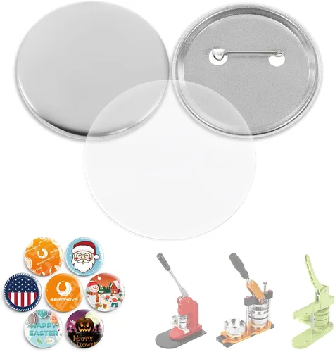 Vista 13 de BEAMNOVA 100 juegos de botones de metal de 0.984 in / 0.98 pulgadas (aproximadamente 1 pulgada) suministros de botones en blanco, para máquina