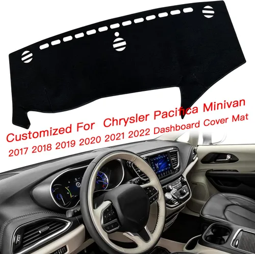 Vista 3 de Cubierta de tapete para salpicadero, consola central interior personalizada compatible con Chrysler Pacifica Minivan 2017, 2018, 2019, 2020, 2021