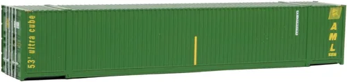 Vista 2 de Walthers SceneMaster HO Modelo a escala de Alaska Marine Lines (verde, amarillo) 53' Singamas Corrugado Side Container