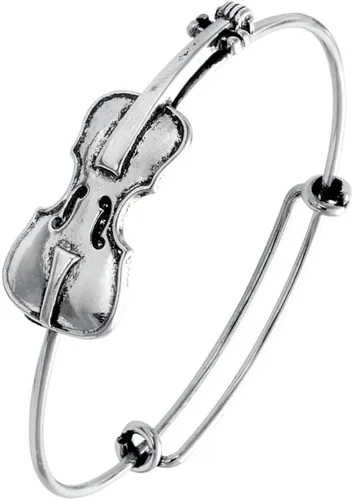 Vista 6 de Pulseras Preppy para amantes de la música, pulsera elástica para violín, regalos de joyería Oro rosa antiguo