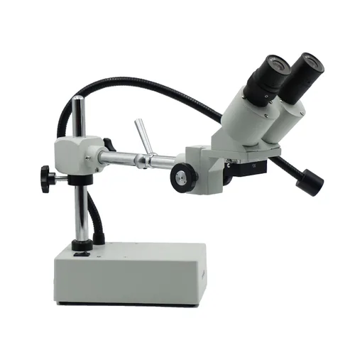 Vista 6 de Microscopio estéreo binocular profesional A22.1201-C1, oculares WF10X y WF20X, aumento de 10X y 20X, 1X objetivo, iluminación LED, soporte de brazo