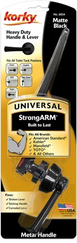 Vista 4 de Korky Strongarm Manija y Palanca de Inodoro de Metal - Universal para Adaptarse a Inodoros de Montaje Frontal, Angular, Lateral, Izquierdo y Derecho