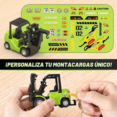 Vista 5 de Mini juguete de carretilla elevadora RC con remolque, juego de Verde