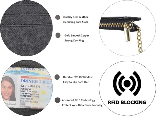 Vista 3 de Monedero delgado con bloqueo RFID, con bolsillo frontal para monedas, tarjetero, para mujer