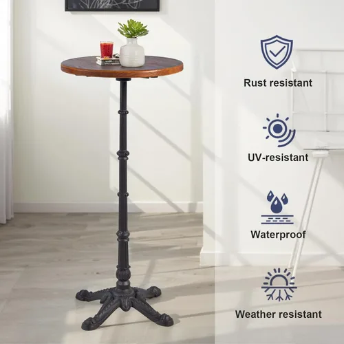 Vista 3 de LOKKHAN Mesa de columna romana de 43.3 pulgadas de alto, mesa de bar para cóctel, bistró, hierro fundido resistente, mesa de madera maciza