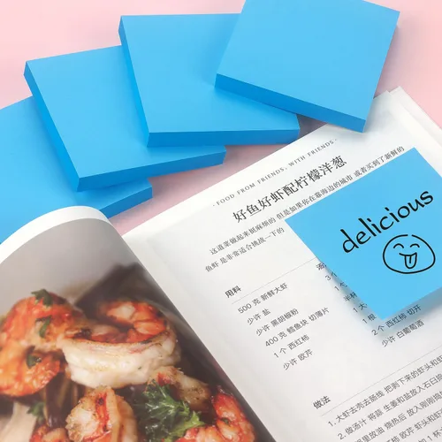 Vista 6 de Sticky Notes - Notas emergentes autoadhesivas de 3 x 3 pulgadas con colores brillantes, fácil de pegar para oficina, escuela, hogar, 4 blocs por Azul