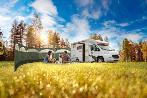 Vista 3 de Cortavientos pantalla de privacidad para camping bloqueador, 5 paneles para jardín, playa, protector contra el viento, 5 pies de alto x 27.4 pies