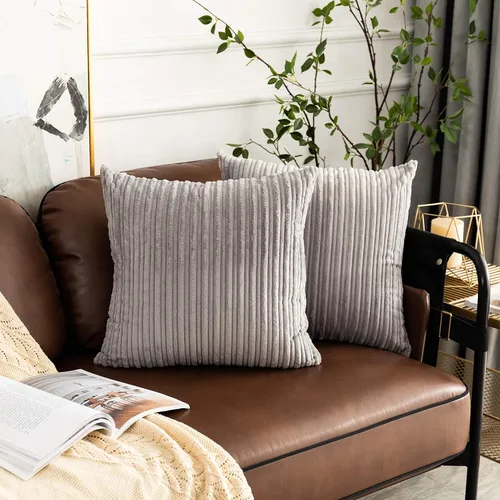 Vista 150 de UGASA - Juego de 2 fundas de almohada de terciopelo a rayas, funda decorativa para cojín con cremallera oculta para el hogar, sofá, dormitorio