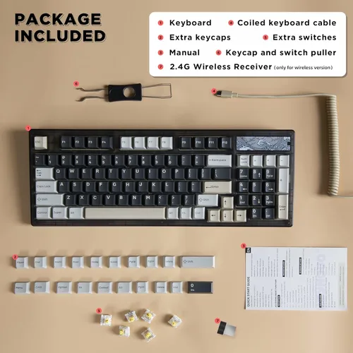 Vista 6 de YUNZII Keynovo IF98 Pro Tri-Mode Wireless Bluetooth Junta intercambiable en caliente, teclado mecánico para juegos 98 teclas, 96% 1800 diseño RGB