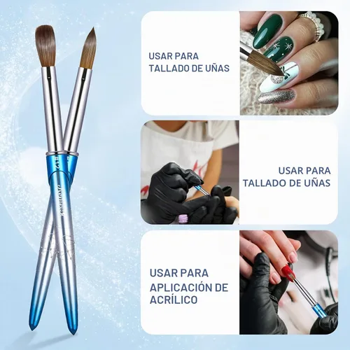 Vista 2 de Pincel para Uñas Acrílicas Tamaño 12, KEMEISI 100% Puro Kolinsky Pinceles de Arte para Uñas Mango Resistente Forma Ovalada Herramientas de Diseño