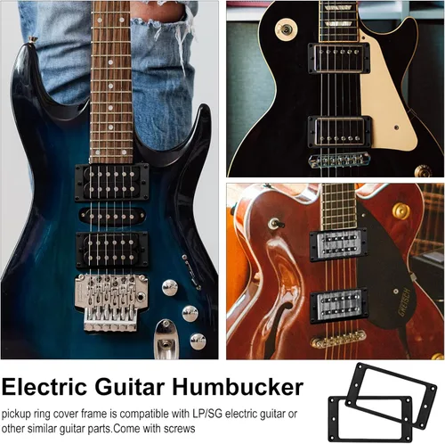 Vista 4 de MAXCHEER Anillo de recogida Humbucker plano de hierro de metal para reemplazo de guitarra eléctrica (negro)