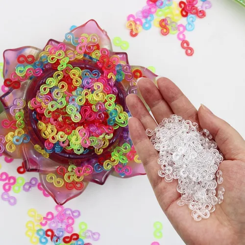 Vista 4 de 2000 clips S clips de goma para bandas de goma, conectores lyfLux de goma, fabricación de pulseras, artesanías de bricolaje, accesorios exquisitos