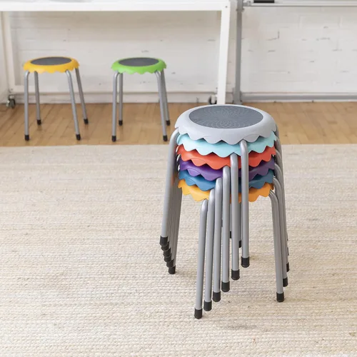 Vista 9 de ECR4Kids Daisy Taburete apilable con juego de asientos deslizantes, asientos flexibles, surtido, 8 piezas