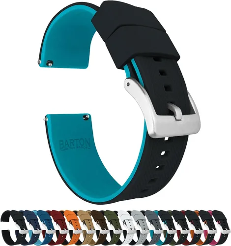 Barton - Correas élite de silicona para reloj, de liberación rápida, elige el color de la correa y de la hebilla (acero inoxidable, PVD negro o gris