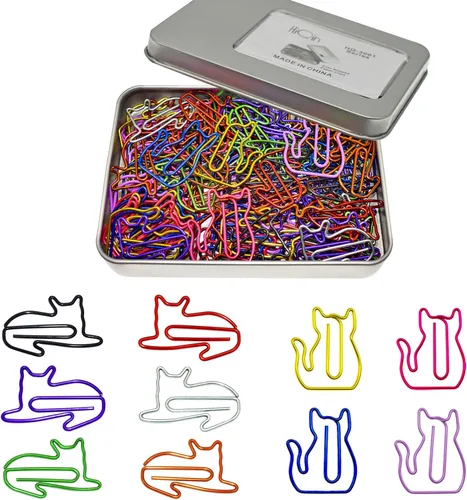 100 piezas de clips de papel para gatos, lindos clips de papel decorativos, regalos para amantes de los gatos para mujeres, divertidos suministros